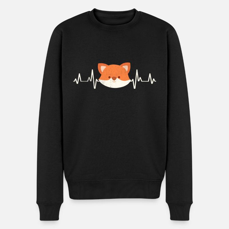 Rotfuchs Fuchs Herzschlag Heartbeat - Männer Premium Bio Pullover - Schwarz
