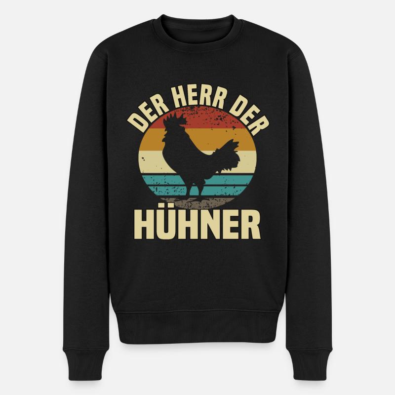 Der Herr Der Hühner - Männer Premium Bio Pullover - Schwarz