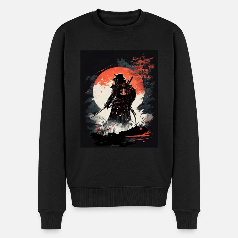 Japanischer Samurai-Krieger - Männer Premium Bio Pullover - Schwarz