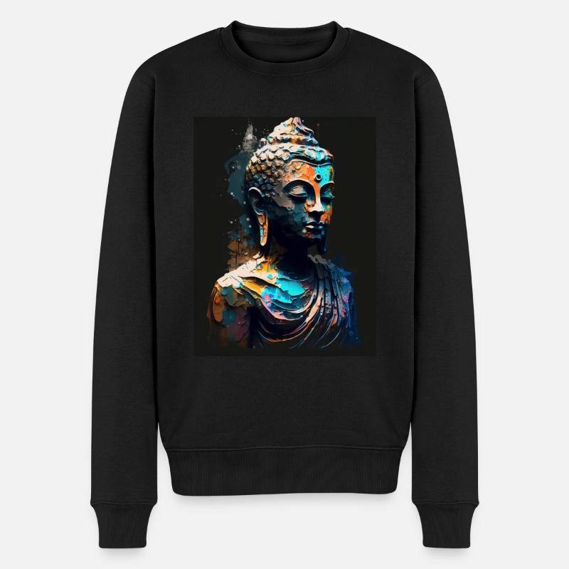 Statue abstraite de Bouddha - Pull Premium bio Homme - noir