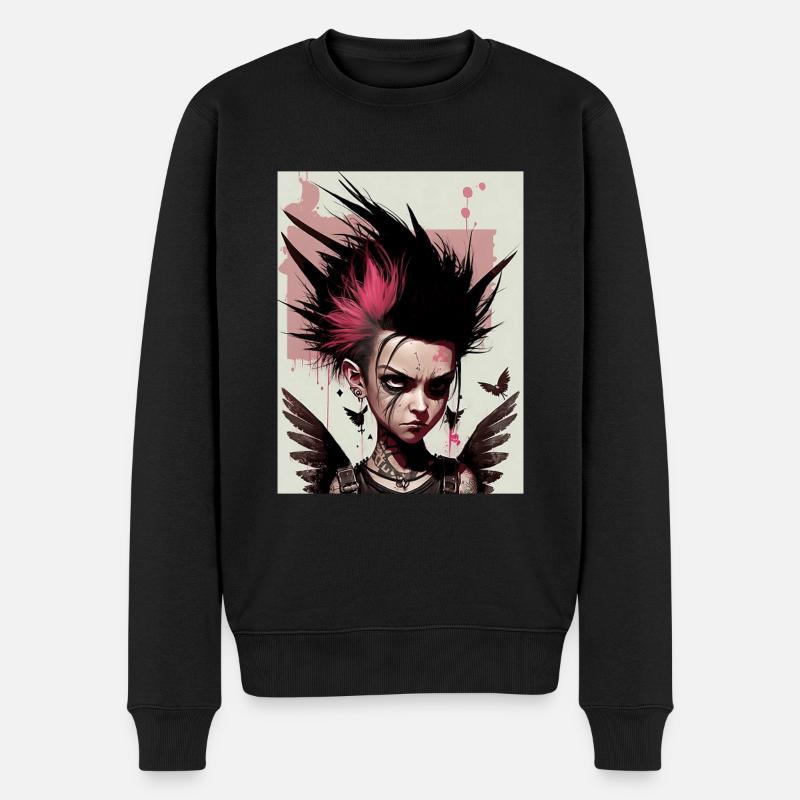 Coole Punk Fee - Männer Premium Bio Pullover - Schwarz