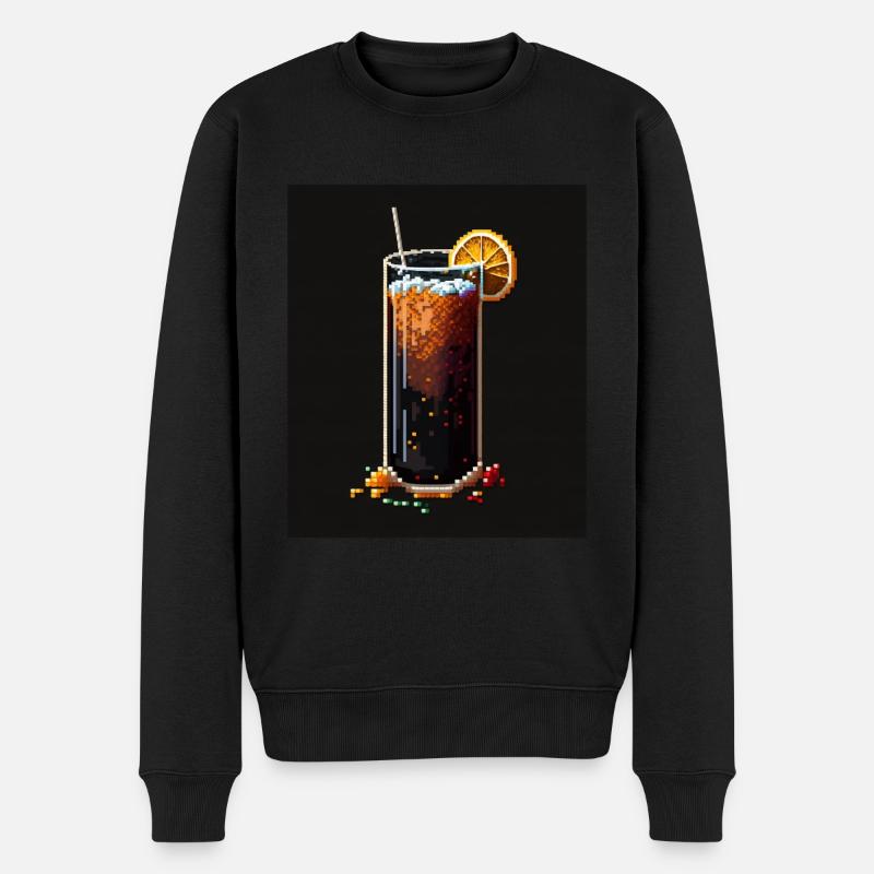 Pixel Art Longdrink - Männer Premium Bio Pullover - Schwarz