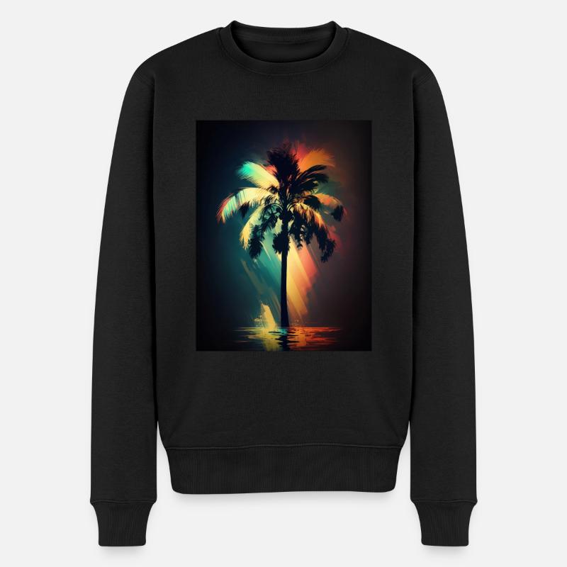 Bunte Palme - Männer Premium Bio Pullover - Schwarz