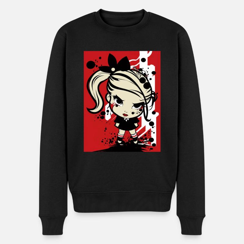 Pop-Art-Rebellenmädchen - Männer Premium Bio Pullover - Schwarz