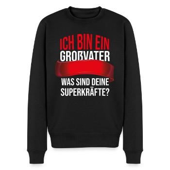 Ich bin ein Opa. Was sind deine Superkräfte? - Männer Premium Bio Pullover - Schwarz - Vorne - Nico (187cm)