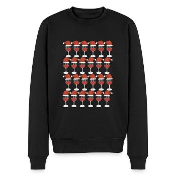 Verre à vin rouge de Noël avec chapeau de père Noël - Pull Premium bio Homme - noir - Devant - Nico (187cm)