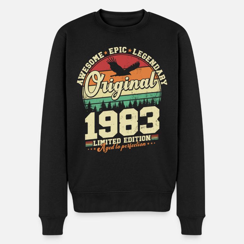 Original 1983 Vintage Jahrgang Geburtstag Geschenk - Männer Premium Bio Pullover - Schwarz