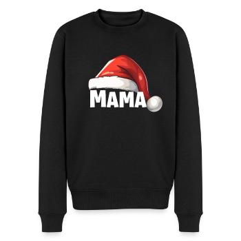 Joyeux Noël maman avec bonnet de Père Noël - Pull Premium bio Homme - noir - Devant - Nico (187cm)