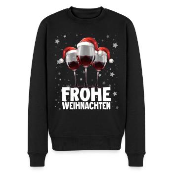 Frohe Weihnachten Weinglas mit Weihnachtsmütze - Männer Premium Bio Pullover - Schwarz - Vorne - Nico (187cm)