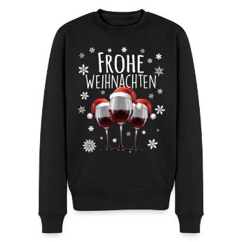 rotwein weinglas weihnachten - Männer Premium Bio Pullover - Schwarz - Vorne - Nico (187cm)
