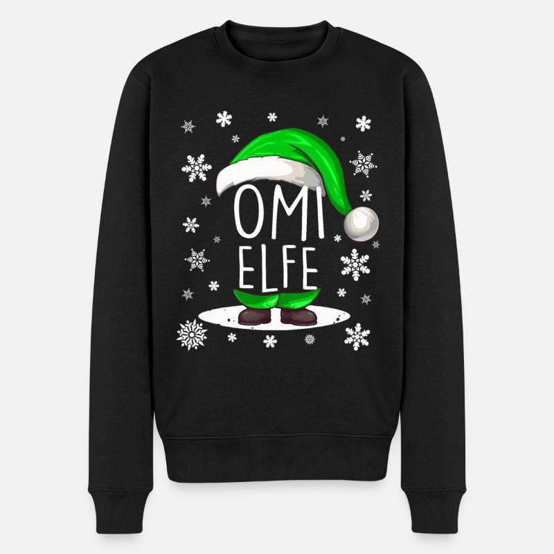 Weihnachten Omi Elf - Männer Premium Bio Pullover - Schwarz