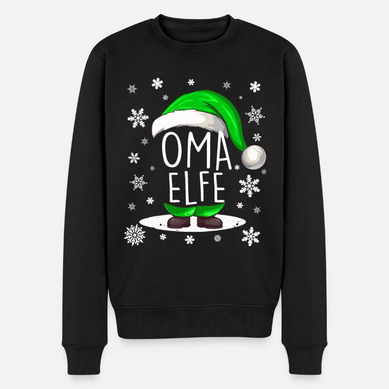 Weihnachten Oma Elf - Männer Premium Bio Pullover - Schwarz