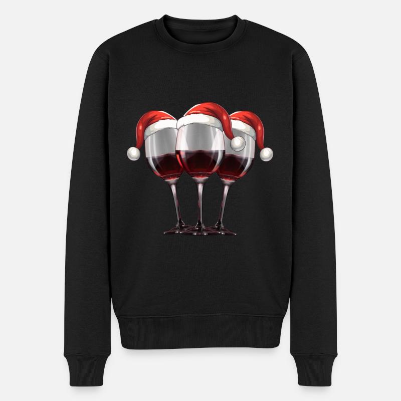Rotwein Weihnachten - Männer Premium Bio Pullover - Schwarz