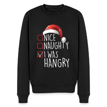 IMerry Christmas Nice Naughty Was Hangry - Männer Premium Bio Pullover - Schwarz - Vorne - Nico (187cm)
