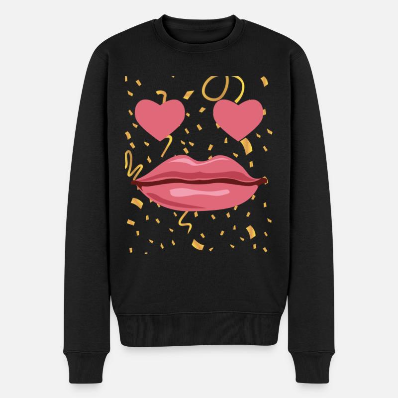 Mon Costume Embrasser Bouche Coeurs - Pull Premium bio Homme - noir