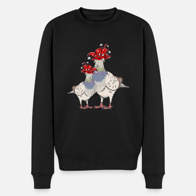 Karneval Tauben - Männer Premium Bio Pullover - Schwarz
