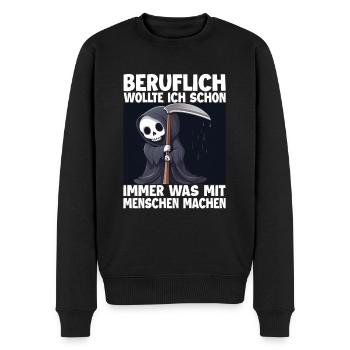 Sensenmann Lustiger Spruch Humor Sarkasmus Beruf - Männer Premium Bio Pullover - Schwarz - Vorne - Nico (187cm)