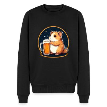 Hamster à la bière Yummy Beer Meme de bière - Pull Premium bio Homme - noir - Devant - Nico (187cm)