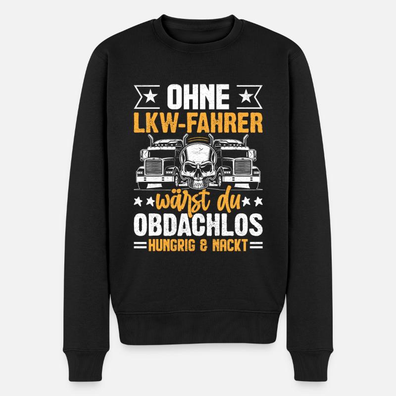 Ohne LKW Fahrer - Männer Premium Bio Pullover - Schwarz