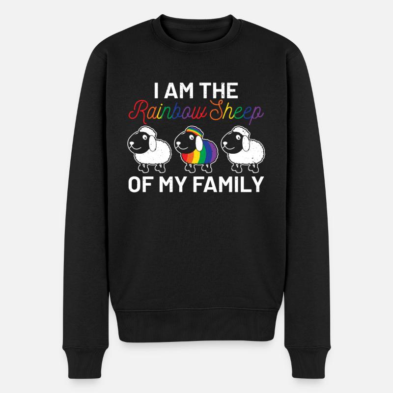 Rainbow Sheep Equality Sign LGBTQIA Cloths - Männer Premium Bio Pullover - Schwarz