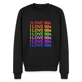 I Love 90s - Männer Premium Bio Pullover - Schwarz - Vorne - Nico (187cm)