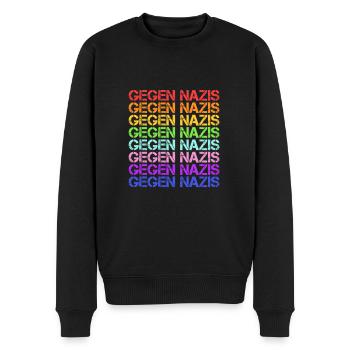 Gegen Rassismus Gegen Nazis Antirassismus Geschenk - Männer Premium Bio Pullover - Schwarz - Vorne - Nico (187cm)