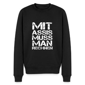 Arbeitslos Assi Geschenk Arbeitsamt Hartz 4 Spruch - Männer Premium Bio Pullover - Schwarz - Vorne - Nico (187cm)
