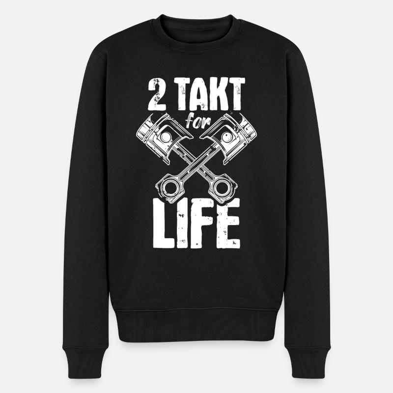 2 Takt for Life DDR Moped Kolben Oldschool - Männer Premium Bio Pullover - Schwarz