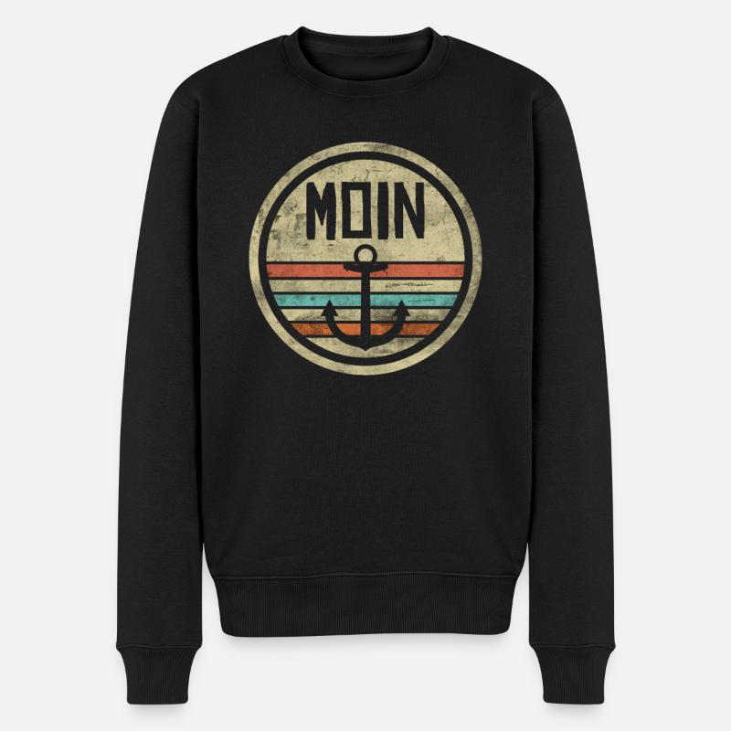Nordsee Moin Anker Vintage Meer Geschenk - Männer Premium Bio Pullover - Schwarz