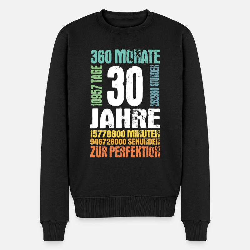 30. Geburtstag Geschenk Retro 30 Jahre - Männer Premium Bio Pullover - Schwarz