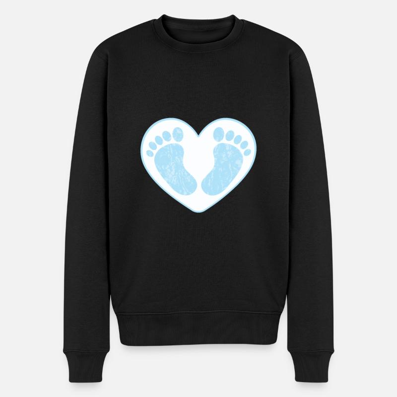 Sød baby dreng fødder i en blå hjerte form - Økologisk premium-sweatshirt til mænd - sort