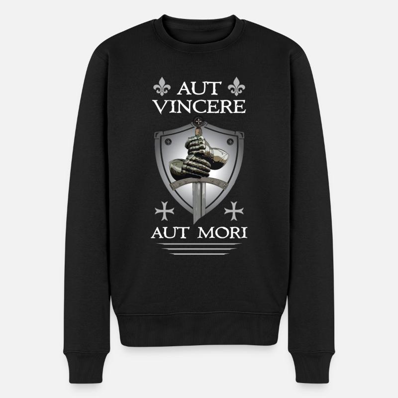 Templar Cross + Sword - Men's Premium Organic Jumper - black