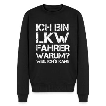 Trucker - Männer Premium Bio Pullover - Schwarz - Vorne - Nico (187cm)