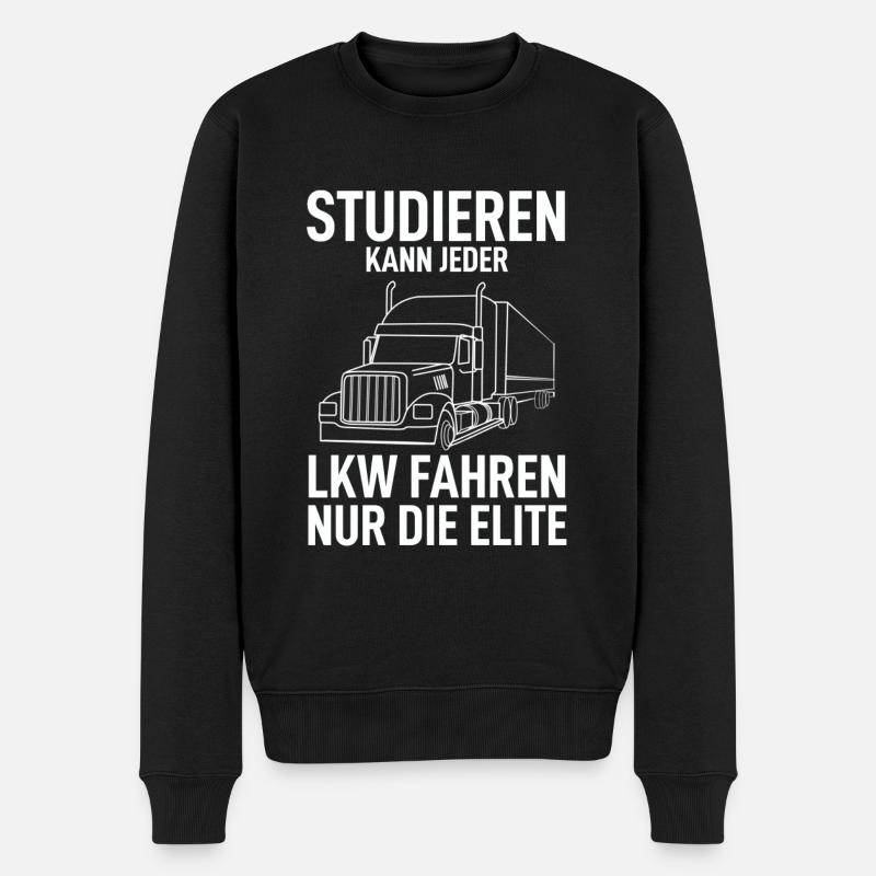 Studieren Kann Jeder LKW Fahren Nur Die Elite - Männer Premium Bio Pullover - Schwarz