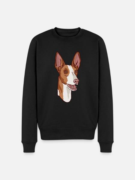 Podenco Hundekopfporträt - Männer Premium Bio Pullover - Schwarz