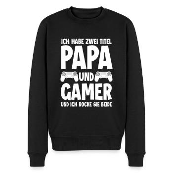 Papa & Gamer - Männer Premium Bio Pullover - Schwarz - Vorne - Nico (187cm)