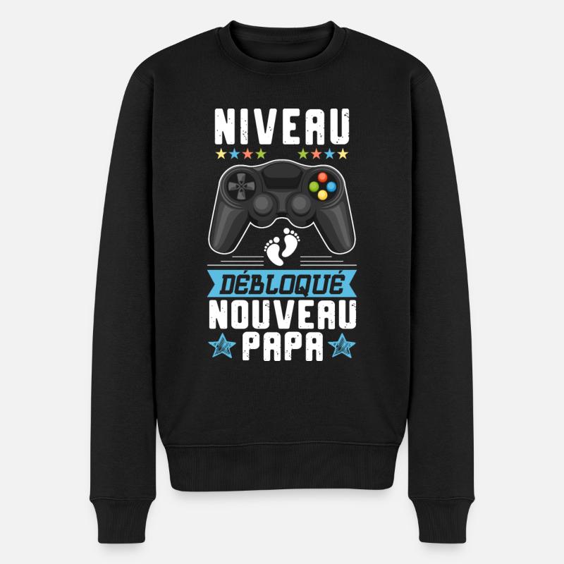Futur Papa Gamer Annonce Nouvelle Naissance Cadeau - Pull Premium bio Homme - noir