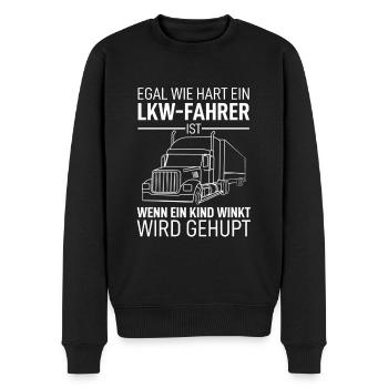 Trucker - Männer Premium Bio Pullover - Schwarz - Vorne - Nico (187cm)