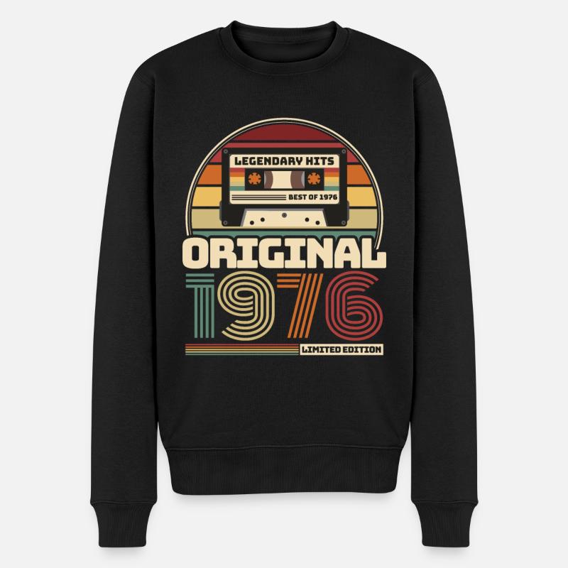 Retro Vintage Kassette Geburtstag Jahrgang 1976 - Männer Premium Bio Pullover - Schwarz