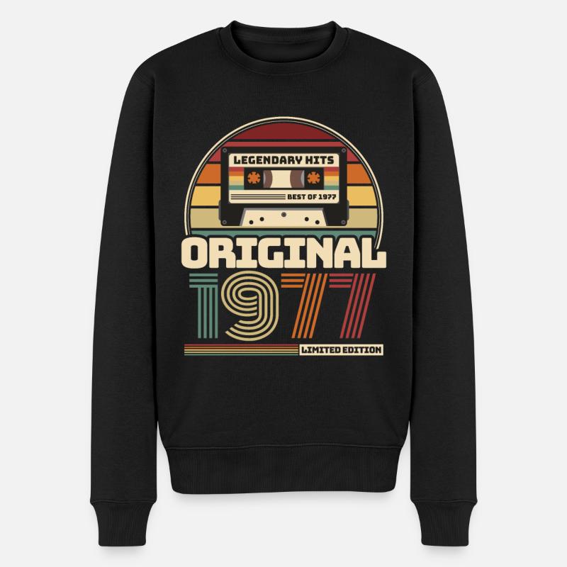 Retro Vintage Kassette Geburtstag Jahrgang 1977 - Männer Premium Bio Pullover - Schwarz