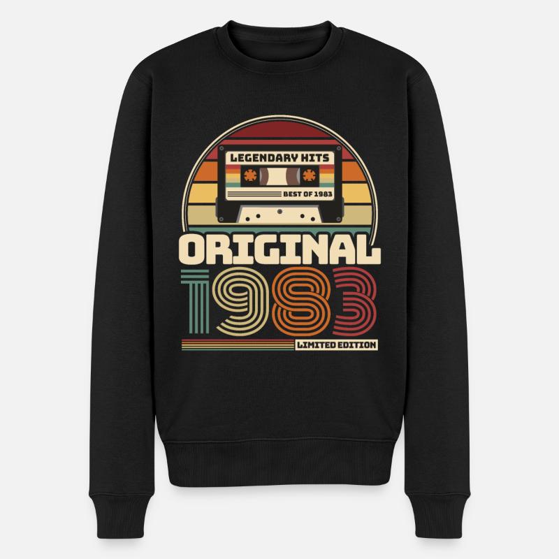 Rétro vintage cassette anniversaire millésime 1983 - Pull Premium bio Homme - noir