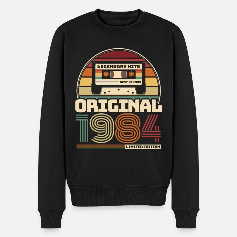 Retro Vintage Kassette Geburtstag Jahrgang 1984 - Männer Premium Bio Pullover - Schwarz