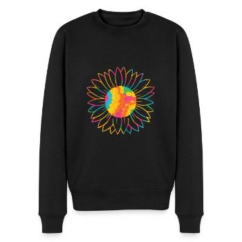 Bunte Sonnenblume Bunte Sonnenblumen Welt - Männer Premium Bio Pullover - Schwarz - Vorne - Nico (187cm)