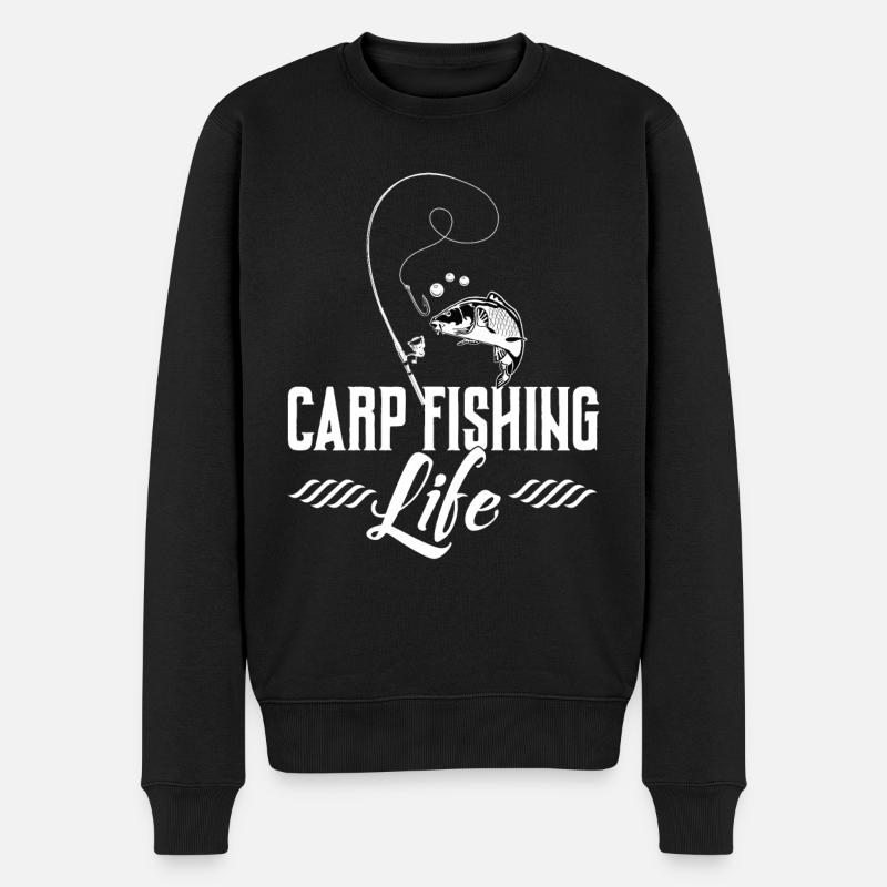 Karpfen Angeln Angler - Männer Premium Bio Pullover - Schwarz