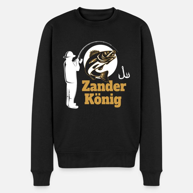 Angler Zander König - Männer Premium Bio Pullover - Schwarz