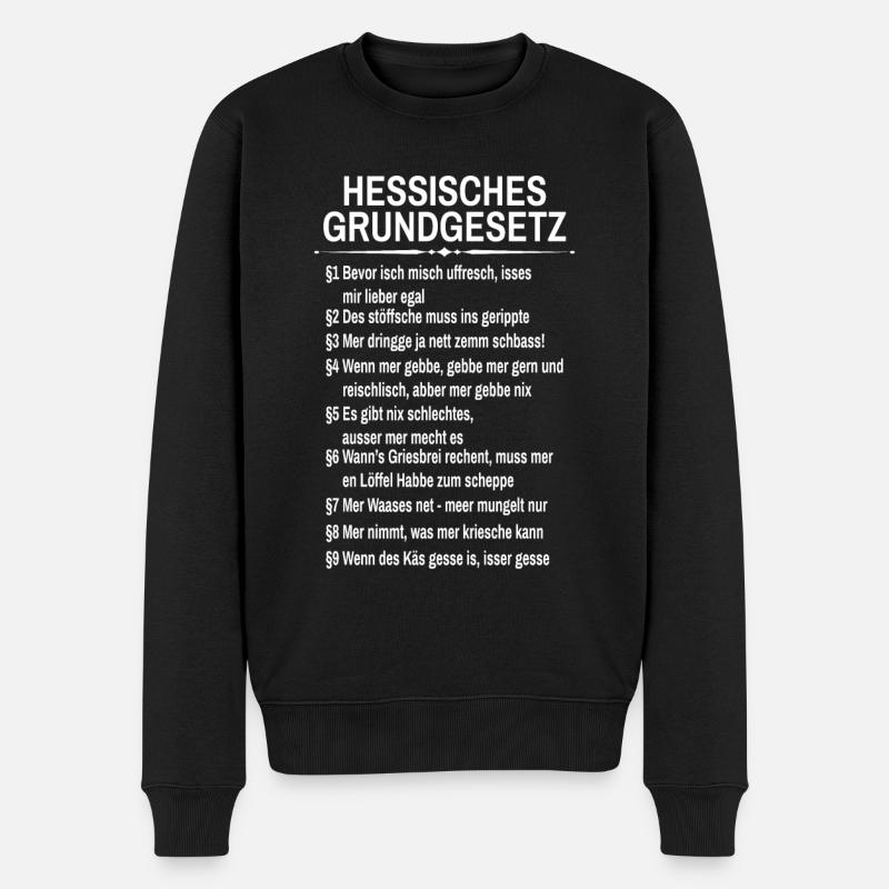 Hessisches Grundgesetz Hessen Dialekt - Männer Premium Bio Pullover - Schwarz