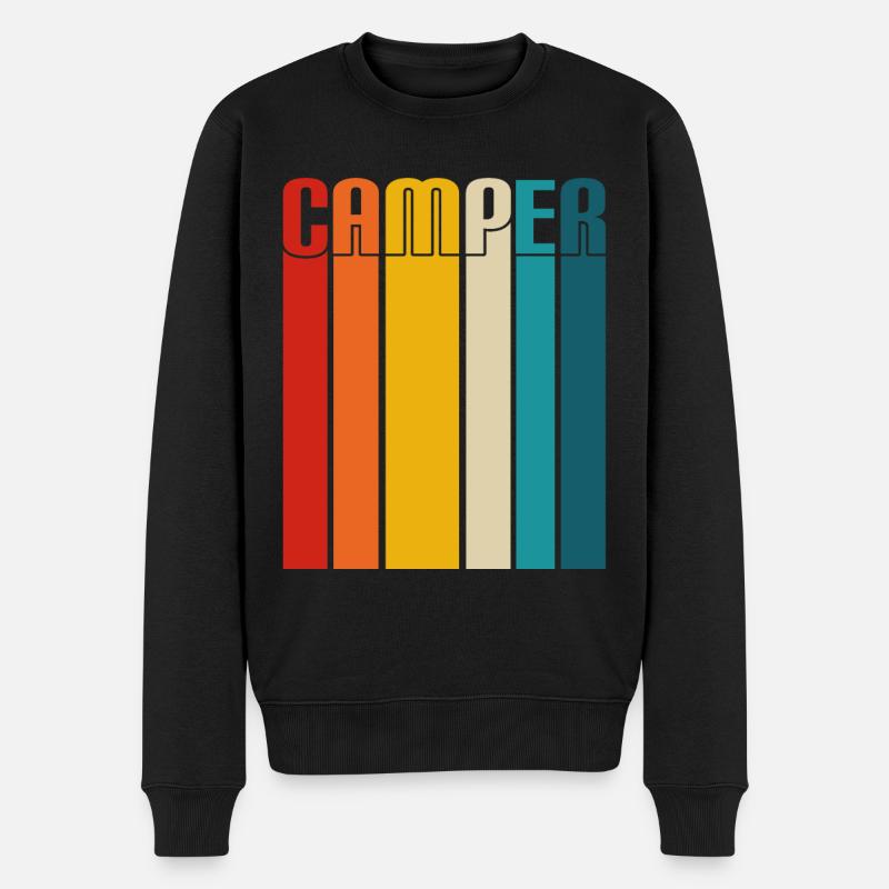 Camper Retro Sonnenuntergang farbenfroh - Männer Premium Bio Pullover - Schwarz