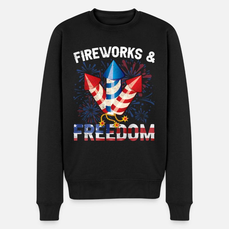 Feuerwerk und Freiheit 4. Juli Feuerwerkskörper - Männer Premium Bio Pullover - Schwarz