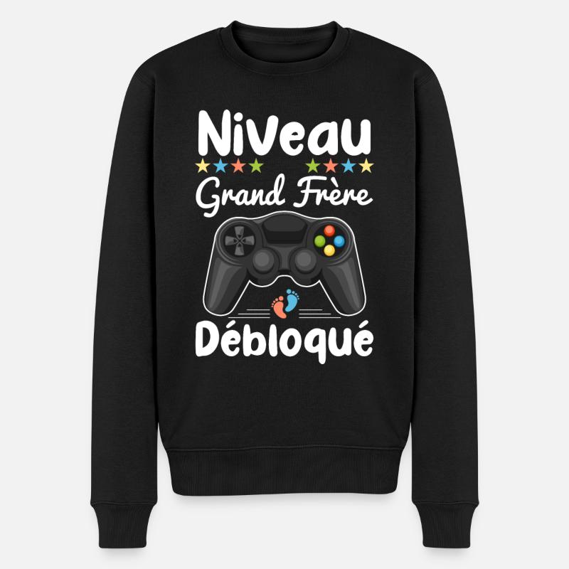 Niveau Grand Frère Débloqué Annonce Grossesse Geek - Pull Premium bio Homme - noir