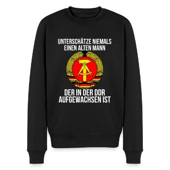 DDR - Männer Premium Bio Pullover - Schwarz - Vorne - Nico (187cm)